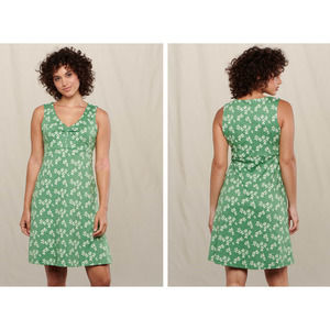 Toad & Co Rosemarie Sleeveless Dress Matcha Print Green Womens XL New